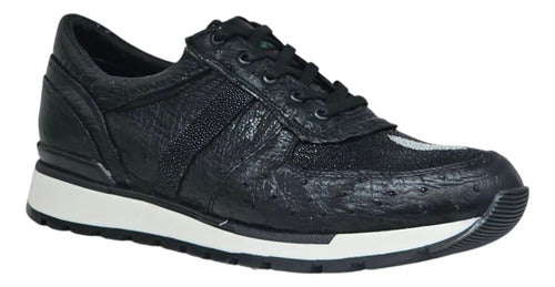 Tenis Sneakers Piel Mantarraya Con Avestruz 100% Original