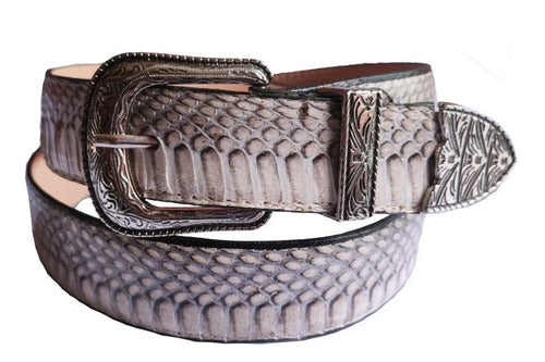 Cinturón Vaquero Piel Cobra 100% Original Hebilla Texana