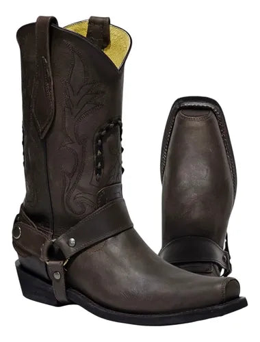 Bota Trompa De Puerco Estilo Biker Piel 100% Antiderrapante