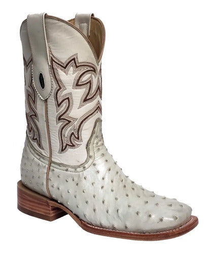 Bota Rodeo Bulldog Vaquera Piel Exotica De Avestruz Original