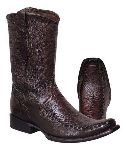 Bota Vaquera Urbana Piel Bisonte Estilo Dubai