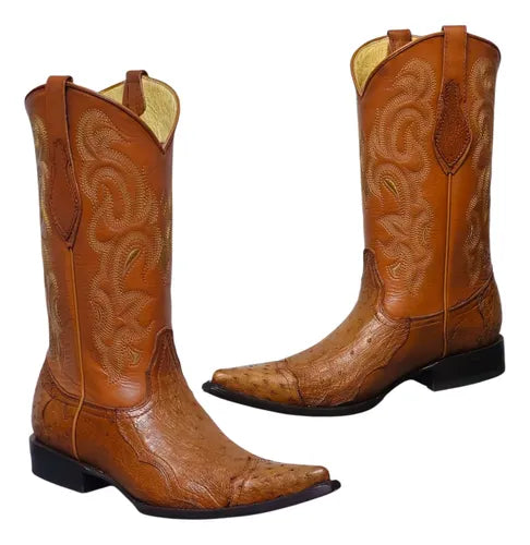 Botas Avestruz Panza 100% Original Est Puntera Vaquera Welt