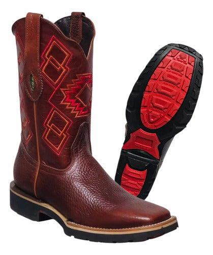 Bota Rodeo Bulldog 100% Piel Grizzly Bovino Suela Welt Flex