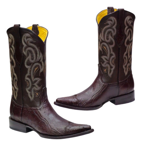 Botas Avestruz Panza 100% Original Est Puntera Vaquera Welt