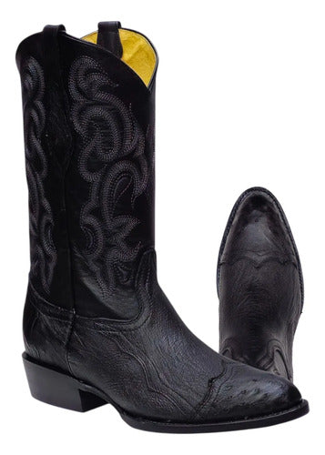 Botas Avestruz Panza 100% Original Est Puntera Vaquera Welt