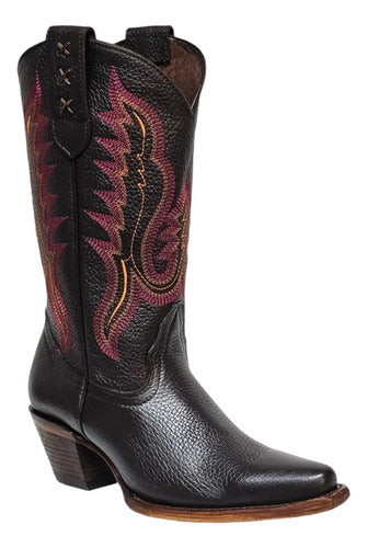 Bota Dama Vaquera 100% Piel Flotter Venado Suela Cuero Welt