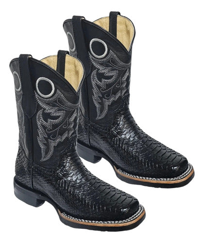 Bota Vaquera Víbora Pitón 100% Original Niño Super Duty