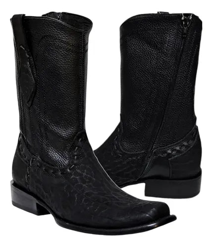 Botas Vaquera Piel Cuello Detoro Estilo Dubai Zipper /cierre