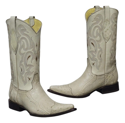 Botas Avestruz Panza 100% Original Est Puntera Vaquera Welt