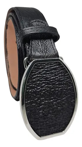 Cinturón Vaquero Casual Piel Exótica Tiburón Hebilla Metal