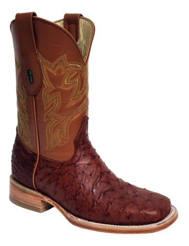 Bota Rodeo Bulldog Vaquera Piel Exotica De Avestruz Original