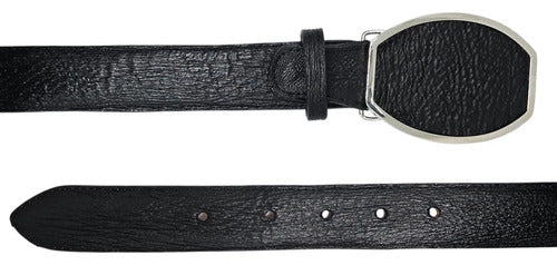 Cinturón Vaquero Casual Piel Exótica Tiburón Hebilla Metal