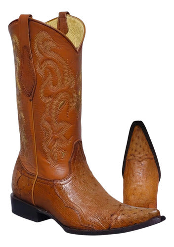 Botas Avestruz Panza 100% Original Est Puntera Vaquera Welt