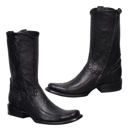 Bota Vaquera Urbana Piel Bisonte Estilo Dubai