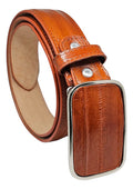Cinturón Vaquero Casual Piel Exótica Anguila Hebilla Metal