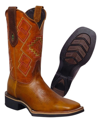 Bota Rodeo Bulldog 100% Piel Grizzly Bovino Suela Welt Flex