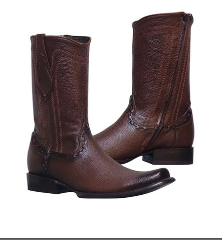 Bota Vaquera Urbana Piel Flotter Venado Estilo Dubai