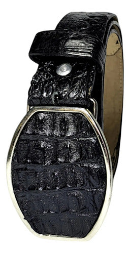 Cinturón Piel Cocodrilo Fuscus Originalvaquero Hebilla Metal