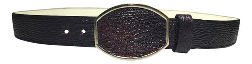Cinturón Vaquero Casual Piel Exótica Tiburón Hebilla Metal