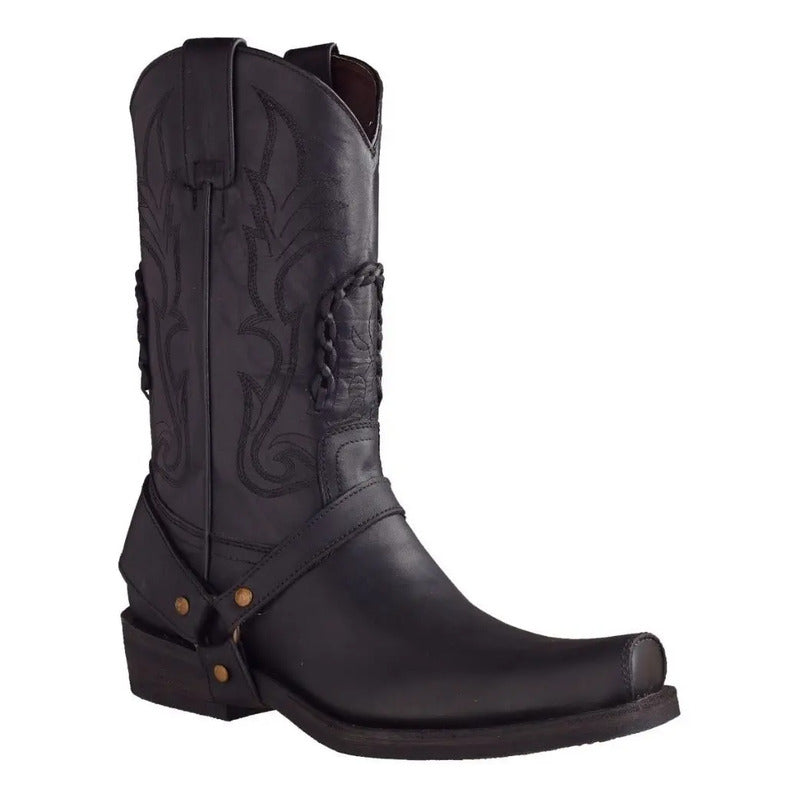 Bota Trompa De Puerco Estilo Biker Piel 100% Antiderrapante