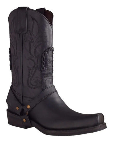 Bota Trompa De Puerco Estilo Biker Piel 100% Antiderrapante