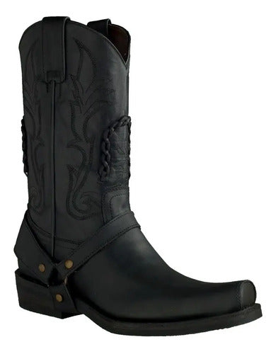 Bota Trompa Cochino Estilo Biker Piel 100%