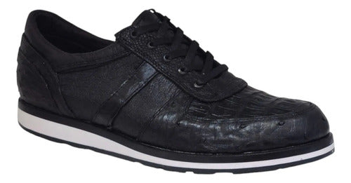 Zapato Sneakers Tenis Piel De Avestruz/cocodrilo Genuino