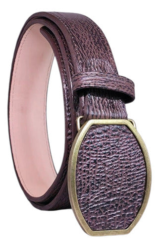 Cinturón Vaquero Casual Piel Exótica Tiburón Hebilla Metal