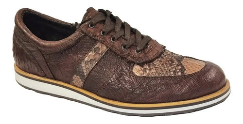 Tenis Sneakers Zapato Urbano Avestruz/ Python Piel Genuina