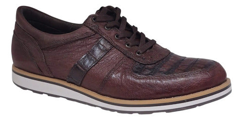 Zapato Sneakers Tenis Piel De Avestruz/cocodrilo Genuino