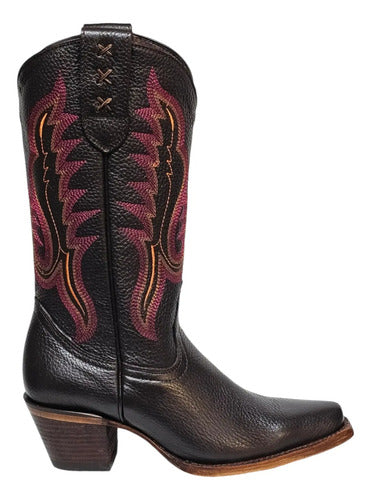Bota Dama Vaquera 100% Piel Flotter Venado Suela Cuero Welt