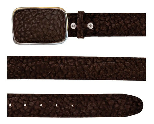 Cinturón Piel Cuello Toro 100% Original Hebilla Metal