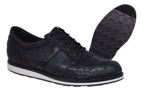 Zapato Sneakers Tenis Piel De Avestruz/cocodrilo Genuino