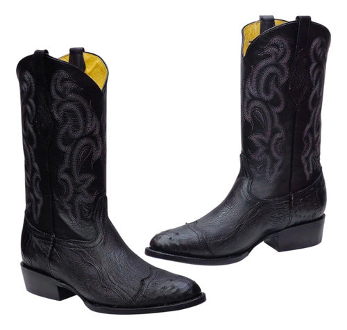Botas Avestruz Panza 100% Original Est Puntera Vaquera Welt