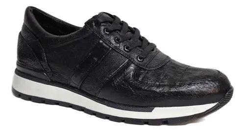 Zapato Sneakers Tenis Avestruz/cocodrilo Piel Genuina