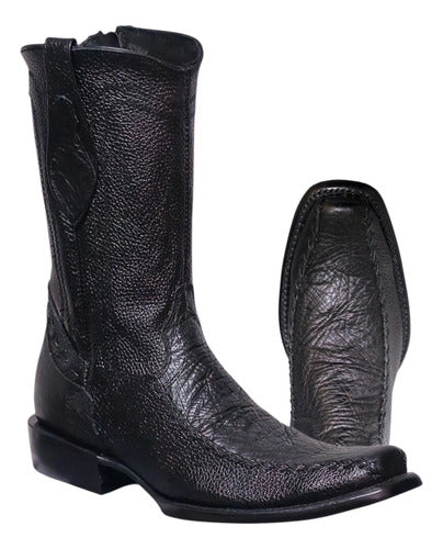 Bota Vaquera Urbana Piel Bisonte Estilo Dubai