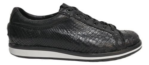 Zapato Urbano Avestruz/ Python Piel Genuina Tenis Sneakers