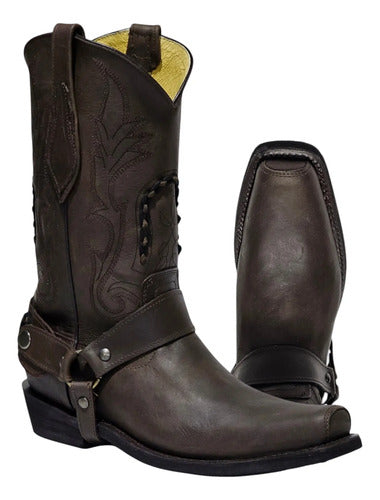 Bota Trompa Estilo Biker Piel 100% Bovino Antiderrapante