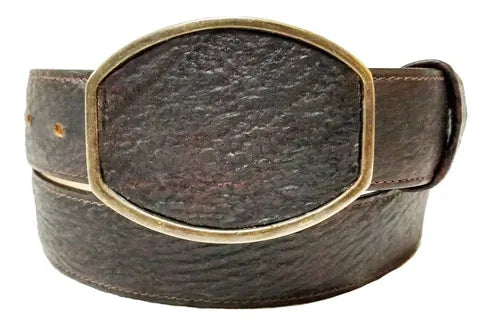 Cinturón Vaquero Casual Piel Exótica Tiburón Hebilla Metal
