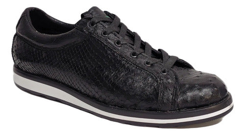 Zapato Urbano Avestruz/ Python Piel Genuina Tenis Sneakers