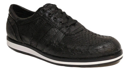 Tenis Sneakers Zapato Urbano Avestruz/ Python Piel Genuina