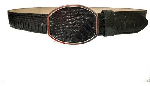 Cinturón Vaquero Hebilla Bronce Piel Víbora Python Genuina