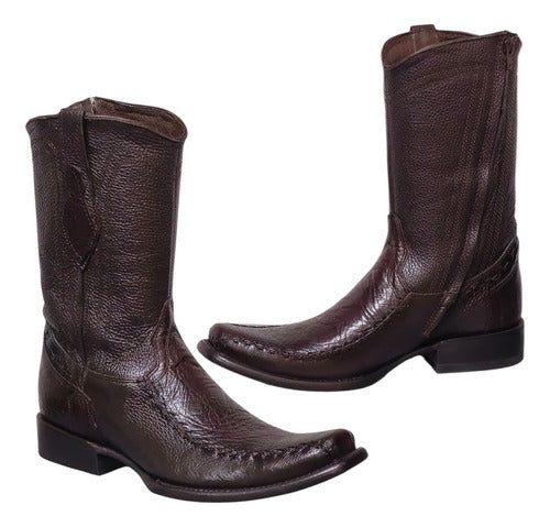 Bota Vaquera Urbana Piel Bisonte Estilo Dubai