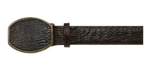 Cinturón Vaquero Casual Piel Exótica Tiburón Hebilla Metal