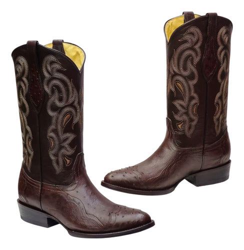 Botas Avestruz Panza 100% Original Est Puntera Vaquera Welt