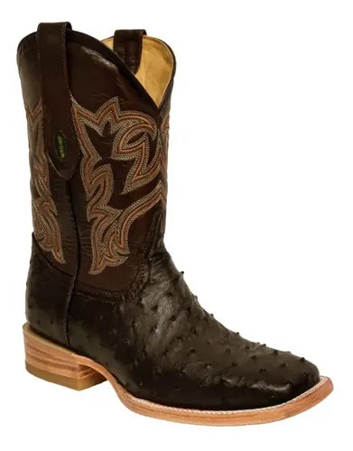 Bota Rodeo Bulldog Vaquera Piel Exotica De Avestruz Original