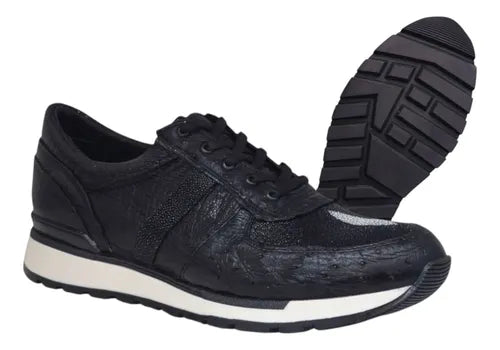 Tenis Sneakers Piel Mantarraya Con Avestruz 100% Original