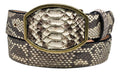 Cinturón Vaquero Hebilla Bronce Piel Víbora Python Genuina