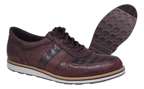 Zapato Sneakers Tenis Piel De Avestruz/cocodrilo Genuino