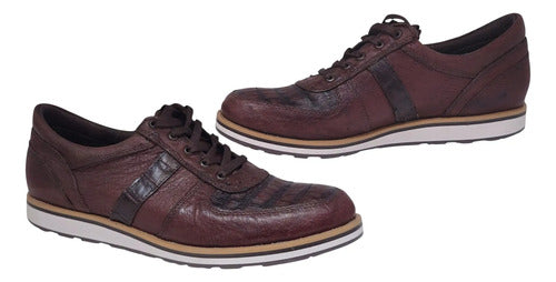 Zapato Sneakers Tenis Piel De Avestruz/cocodrilo Genuino